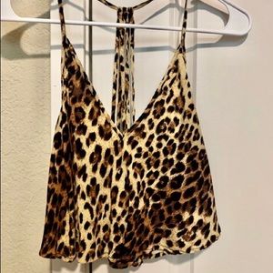 FOREVER 21 Leopard Print Flowy Cropped Tank